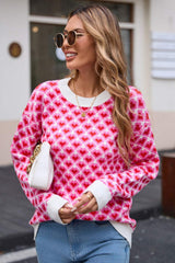 Angel Wings Contrast Round Neck Dropped Shoulder Sweater - Trendsi - Flyclothing LLC