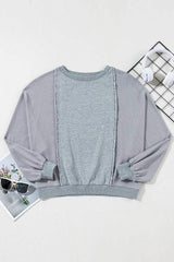 Waffle-Knit Round Neck Long Sleeve Top - Trendsi - Flyclothing LLC
