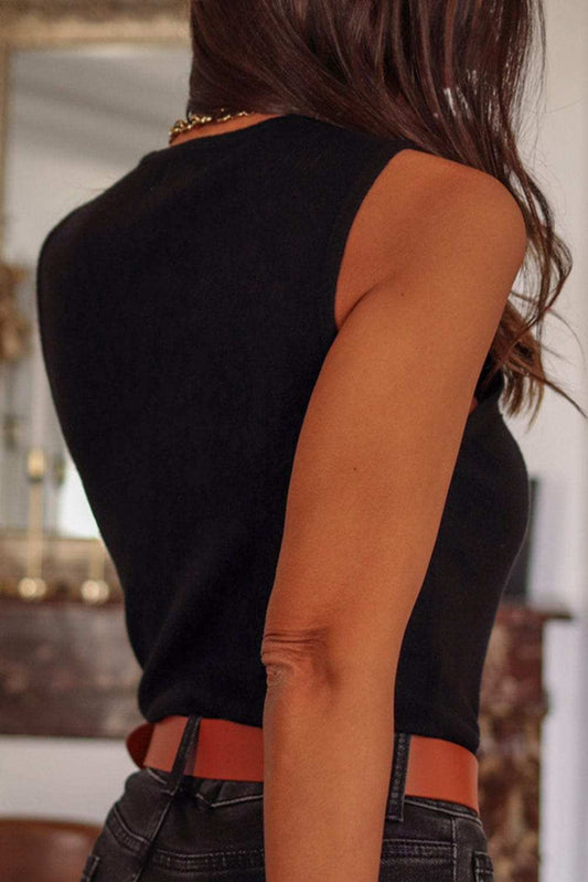 Round Neck Sleeveless Bodysuit - Trendsi - Flyclothing LLC
