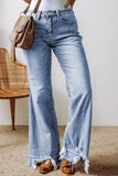 Raw Hem Bootcut Jeans with Pockets - Trendsi