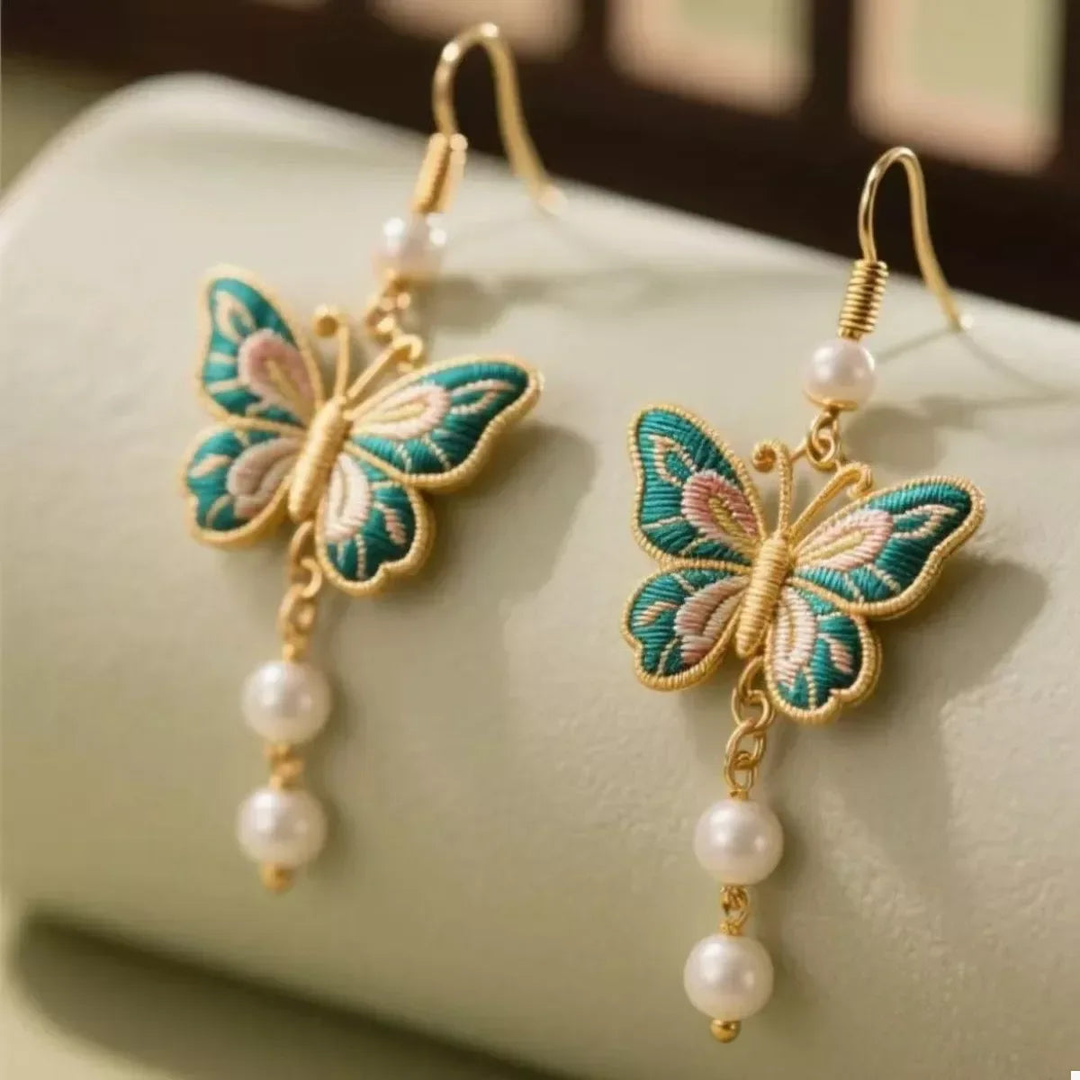 Butterfly Dangle Earrings with Pearls - Trendsi - Flyclothing LLC