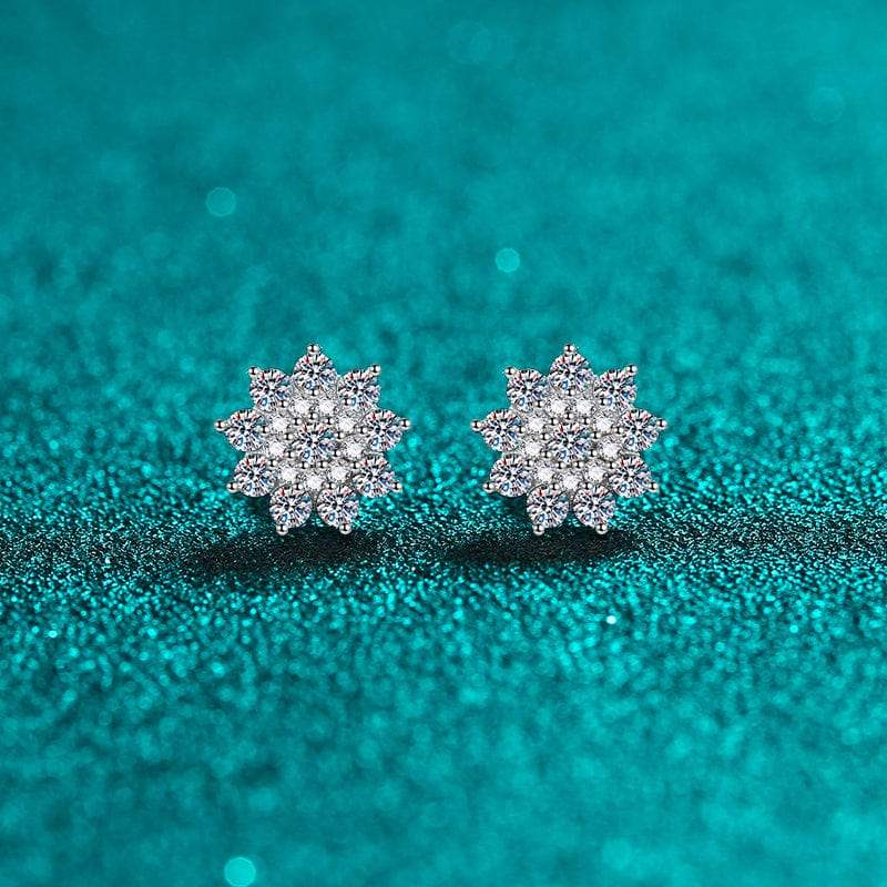 925 Sterling Silver Moissanite Zircon Stud Earrings - Trendsi - Flyclothing LLC