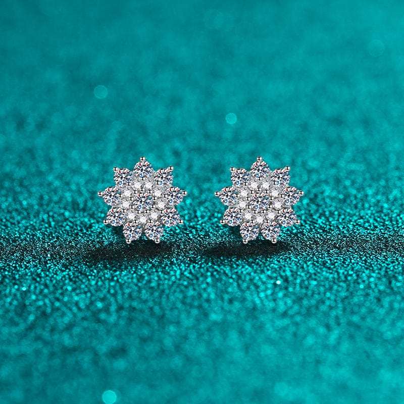 925 Sterling Silver Moissanite Zircon Stud Earrings - Trendsi - Flyclothing LLC