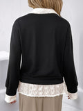 Perfee Faux Layered Contrast Long Sleeve Sweatshirt - Trendsi