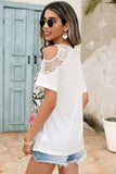 Lace Detail Round Neck Cold Shoulder Blouse - Trendsi - Flyclothing LLC