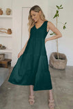 V-Neck Sleeveless Midi Tiered Dress - Trendsi - Flyclothing LLC