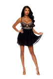 Elegant Moments Black Babydoll And G-String 44192
