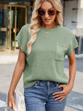 Round Neck Short Sleeve Sweater - Trendsi - Flyclothing LLC
