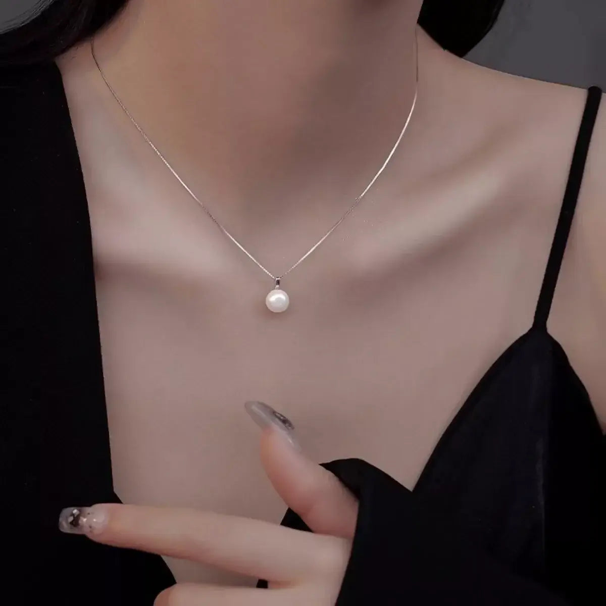 925 Sterling Silver Pearl Necklace - Trendsi - Flyclothing LLC