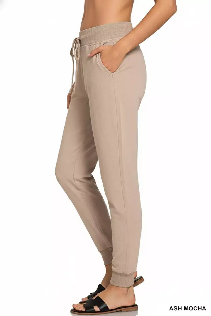 Zenana Drawstring Cotton Joggers with Pockets - Trendsi - Flyclothing LLC
