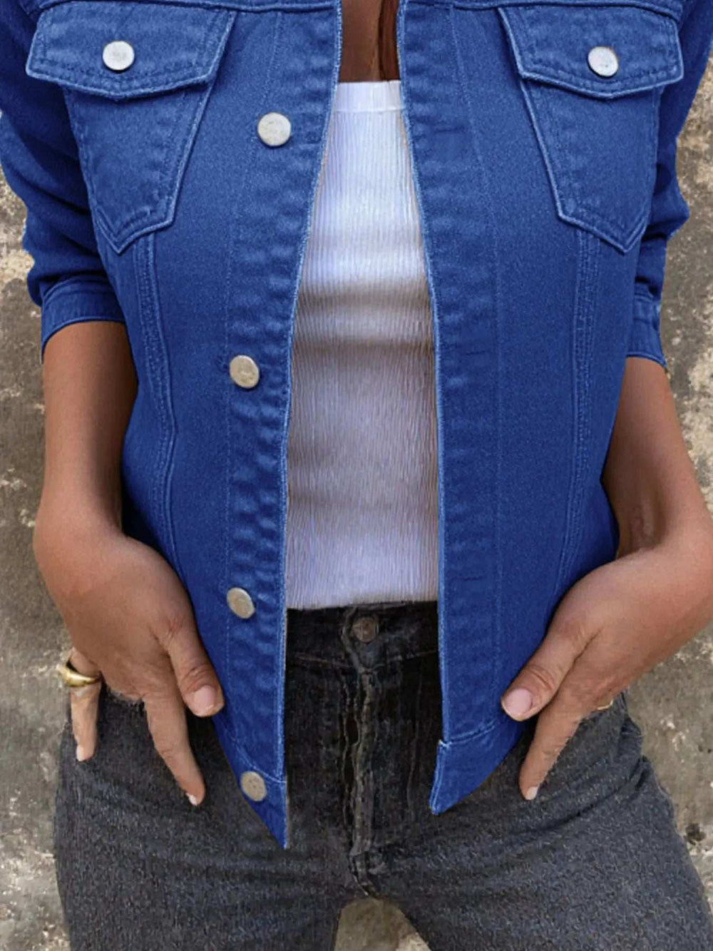 Button Front Closure Denim Jacket - Trendsi - Flyclothing LLC