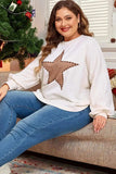 Plus Size Studded Star Round Neck Long Sleeve Blouse - Trendsi - Flyclothing LLC