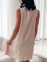 Tied Front Sleeveless Plaid Dress - Trendsi - Flyclothing LLC