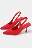 PU Leather Point Toe Pumps - Trendsi