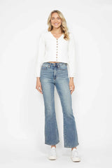 Judy Blue Full Size Tummy Control Back Embroidered Pocketed Bootcut Jeans Plus Size - Trendsi - Flyclothing LLC