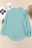 Waffle-Knit Collared Neck Long Sleeve Shirt - Trendsi - Flyclothing LLC