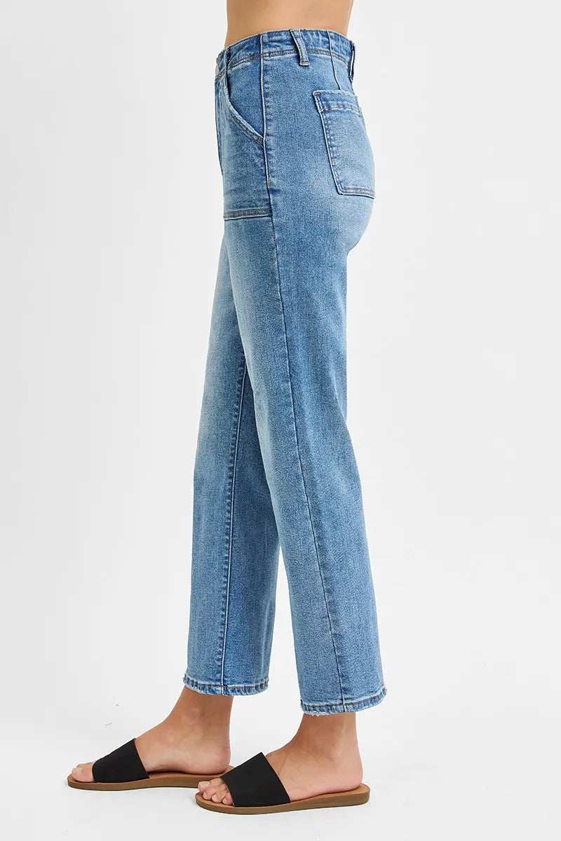 RISEN Full Size High Waisted Bootcut Cropped Jeans Plus Size - Trendsi - Flyclothing LLC