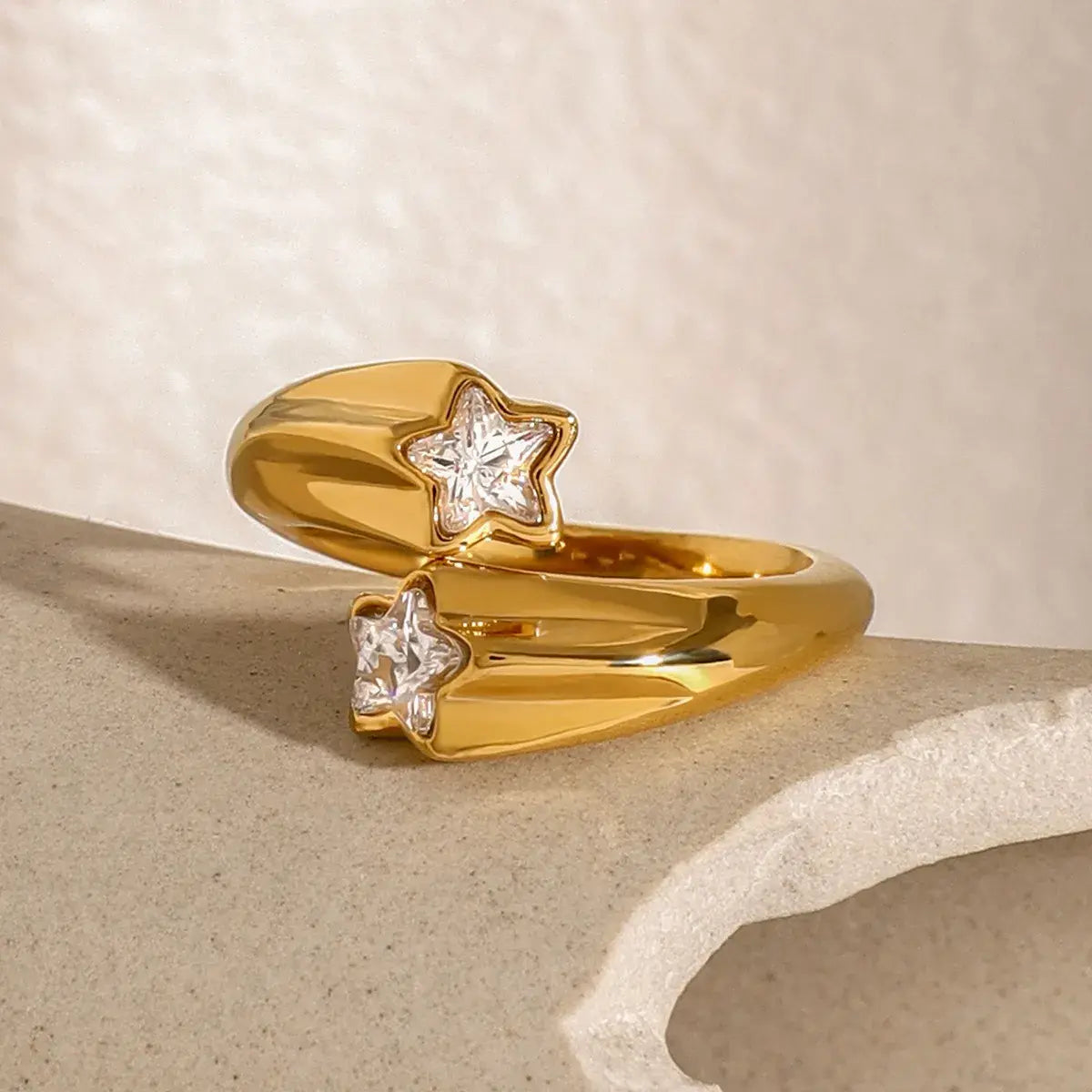 Star Crystal Gold Adjustable Ring - Trendsi - Flyclothing LLC