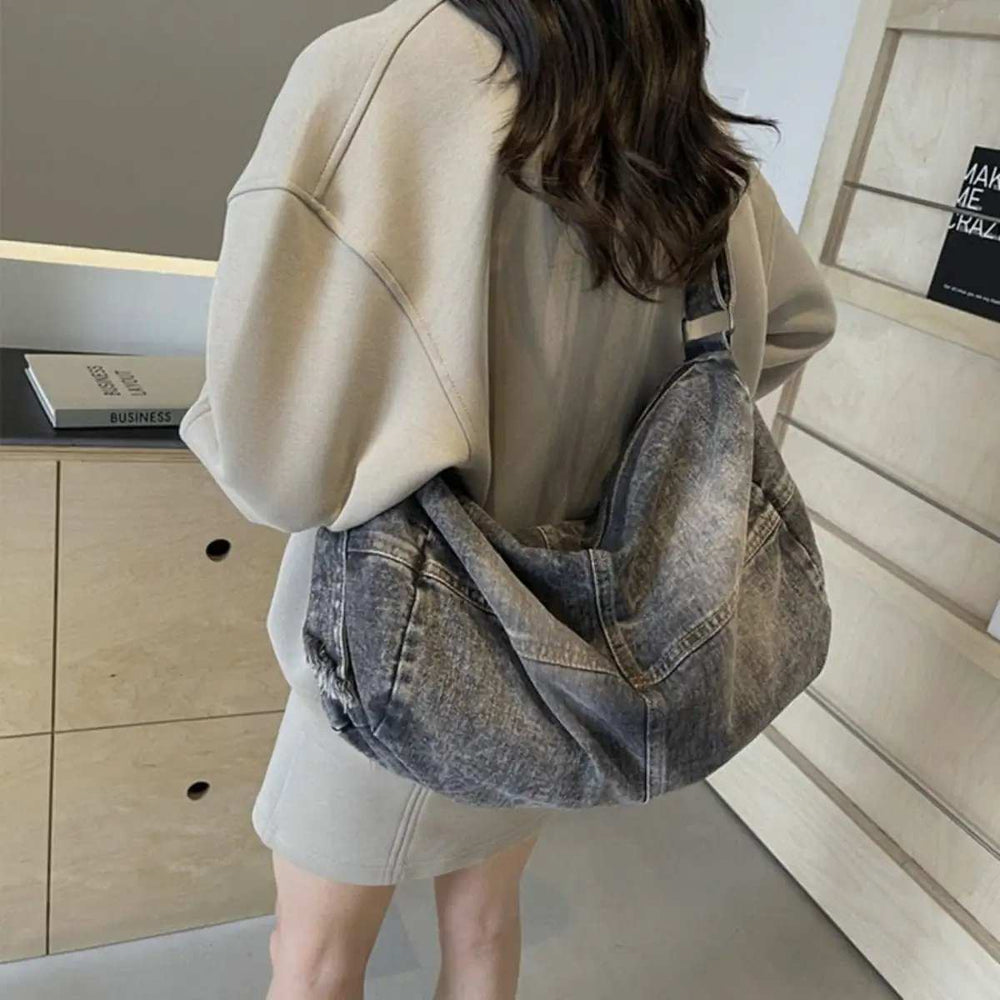 Adjustable Strap Denim Tote Bag - Trendsi - Flyclothing LLC