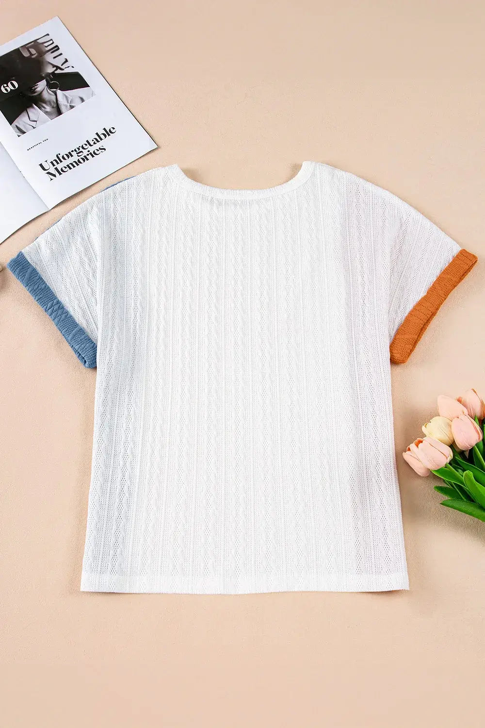 Textured Color Block T Shirt - Trendsi - Flyclothing LLC