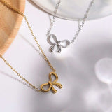 Titanium Steel Bow Pendant Necklace - Trendsi - Flyclothing LLC