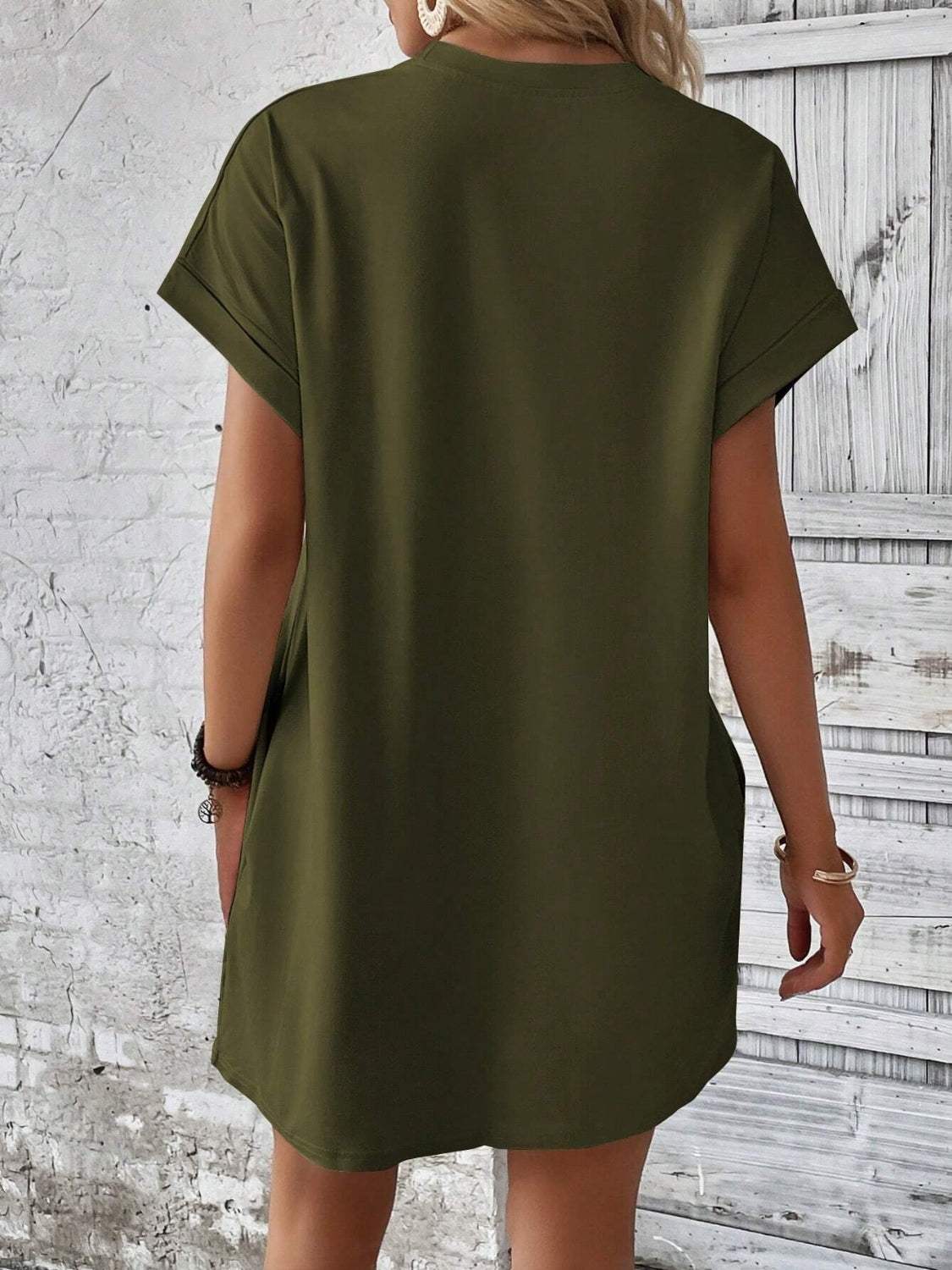 Round Neck Short Sleeve Mini Dress - Trendsi - Flyclothing LLC