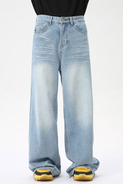 Wide Leg Jeans with Pockets - Trendsi