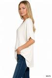 Zenana Raised Rib V-Neck Batwing Top - Trendsi - Flyclothing LLC