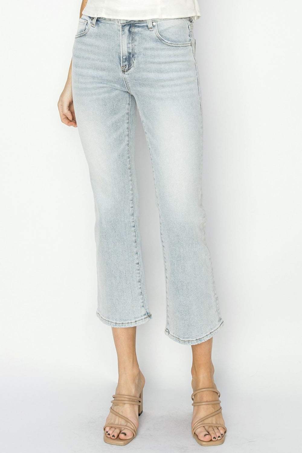 RISEN Full Size Mid Rise Cropped Flare Jeans - Trendsi - Flyclothing LLC