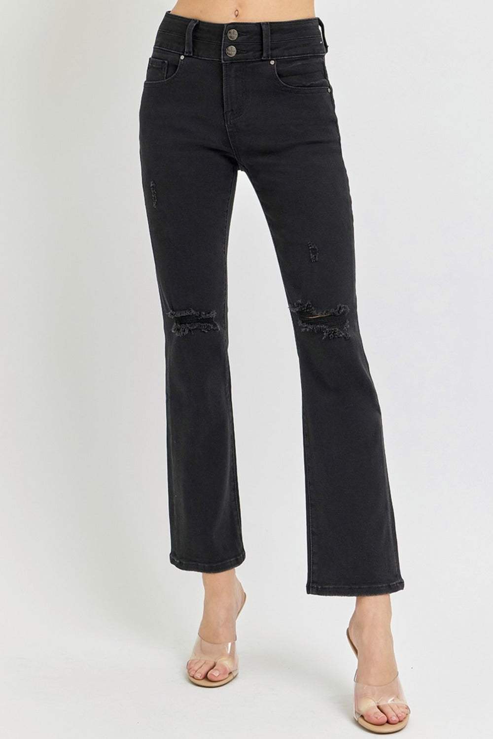 RISEN Full Size High Rise Wide Waistband Ankle Bootcut Jeans - Trendsi - Flyclothing LLC
