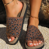 Leopard Open Toe Sandals - Trendsi