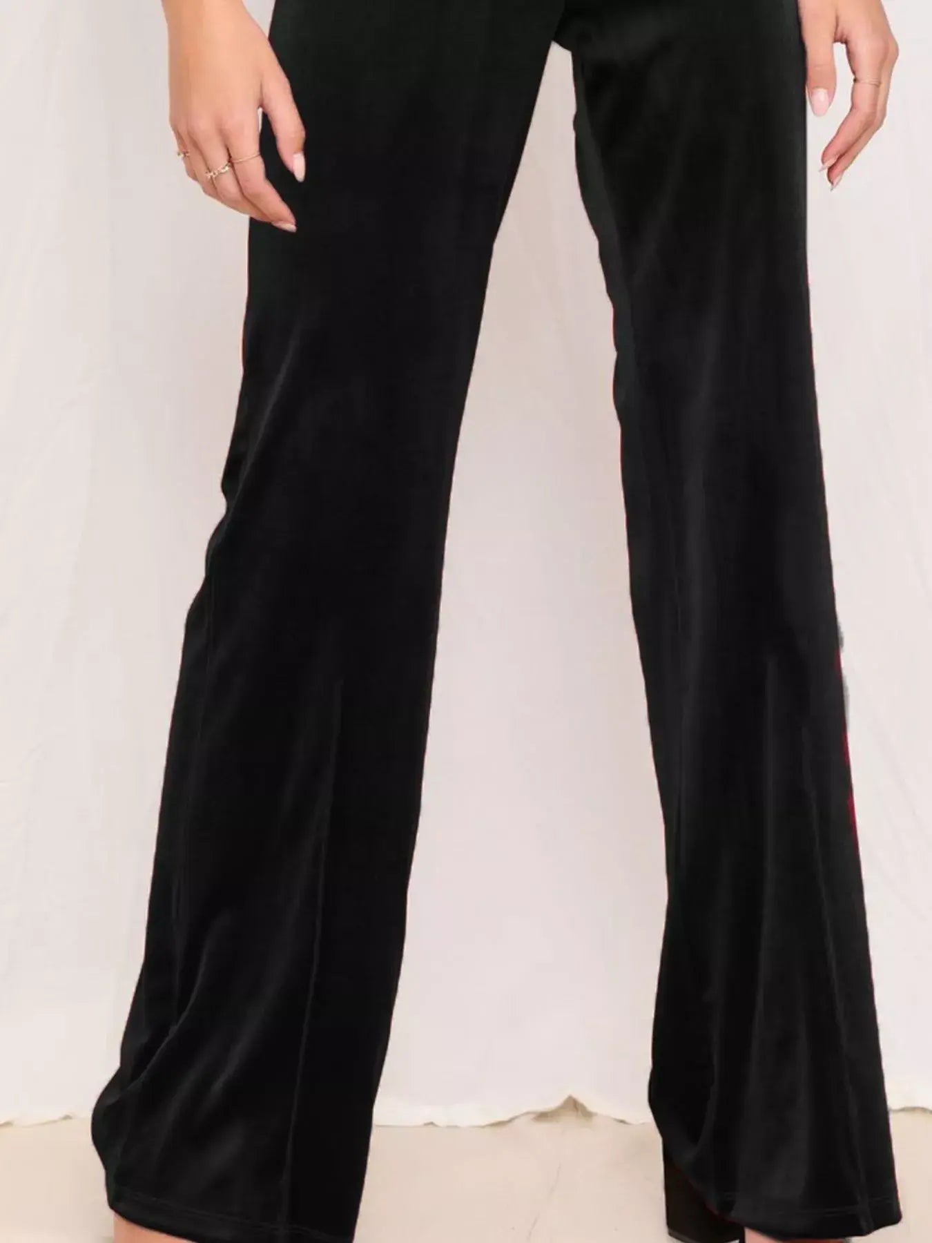 Full Size Velvet Wide Leg Pants Plus Size - Trendsi - Flyclothing LLC