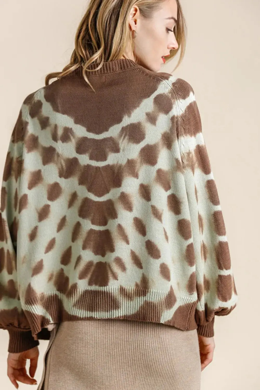 Umgee Full Size Ribbed Hem Tie Dye Round Neck Sweater Plus Size - Trendsi - Flyclothing LLC
