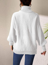 Heart Turtleneck Long Sleeve Sweater - Trendsi - Flyclothing LLC
