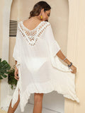 Cutout Ruffled Half Sleeve Cover-Up - Trendsi