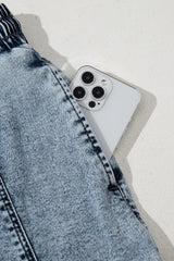 Drawstring High Waist Pocketed Denim Shorts - Trendsi - Flyclothing LLC