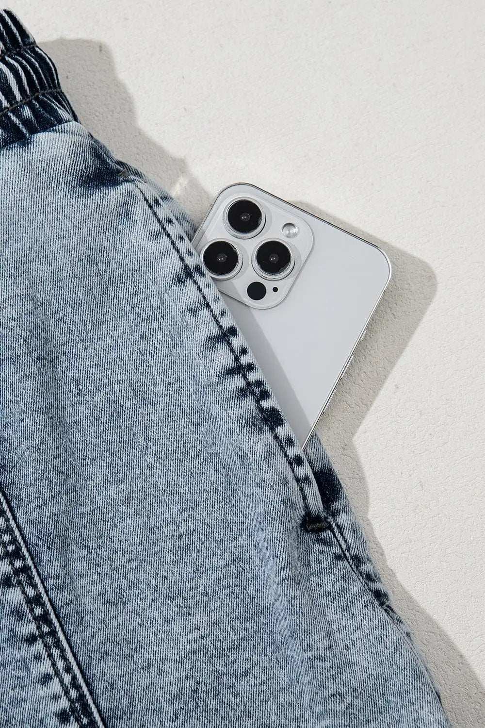 Drawstring High Waist Pocketed Denim Shorts - Trendsi - Flyclothing LLC