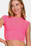 Zenana Ribbed Round Neck Cropped Top - Trendsi - Flyclothing LLC