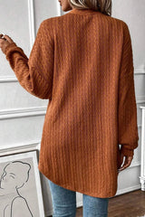 Textured Pocketed Open Front Long Sleeve Cover Up - Trendsi - Flyclothing LLC