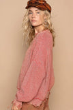 POL Distressed Washed Drop Shoulder Sweater - Trendsi