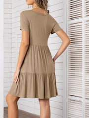 Round Neck Short Sleeve Mini Tee Dress - Trendsi
