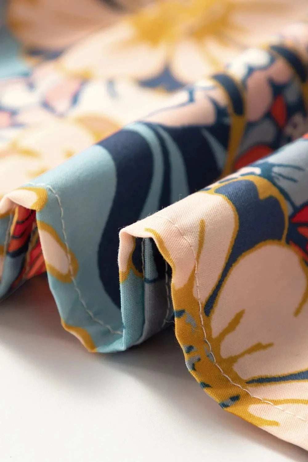 Printed Notched Flounce Sleeve Mini Dress - Trendsi - Flyclothing LLC