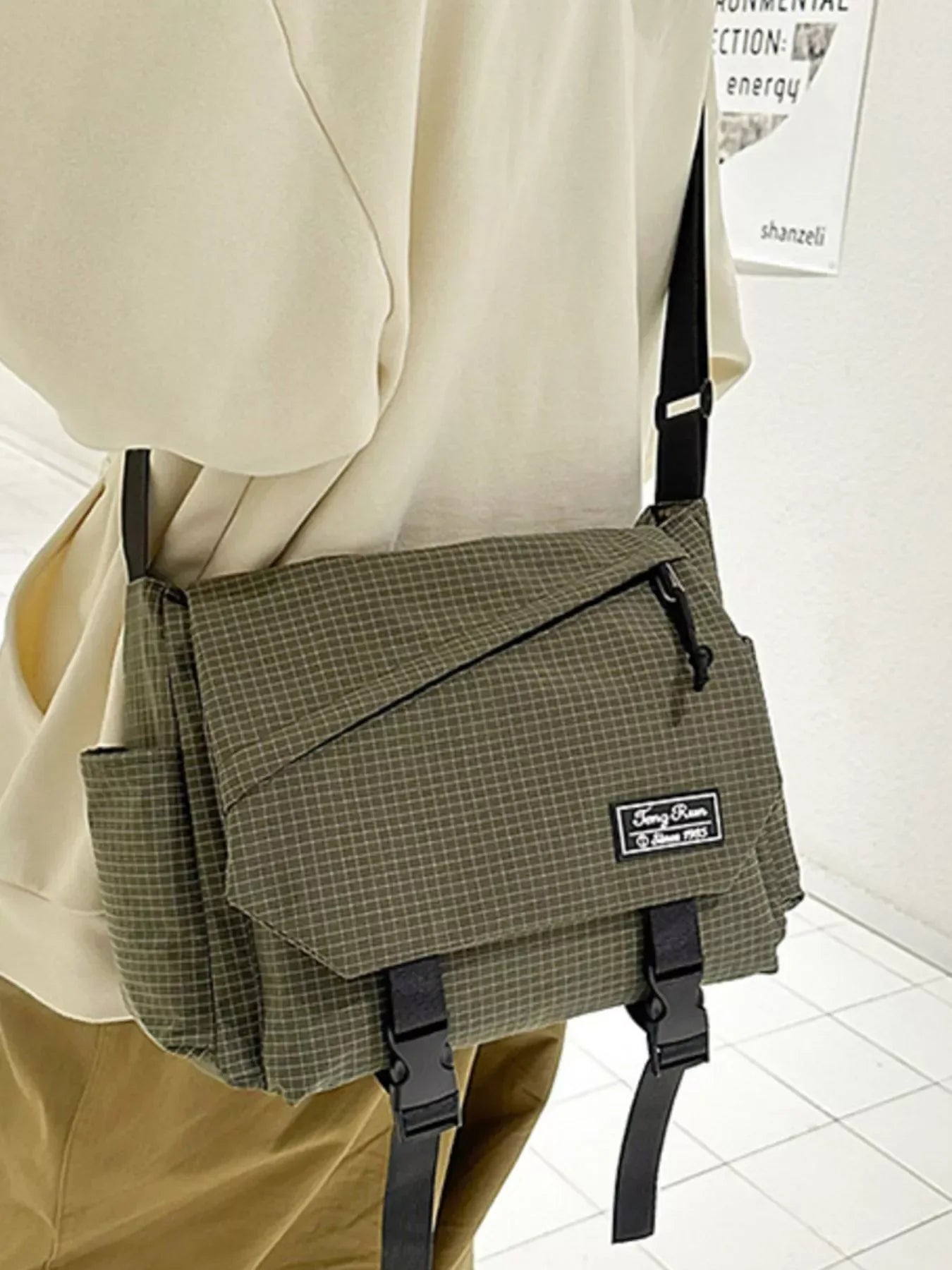 Plaid Buckle Flap Crossbody Bag - Trendsi - Flyclothing LLC