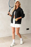 Texture Zip Up Baseball Collar Long Sleeve Jacket - Trendsi - Flyclothing LLC