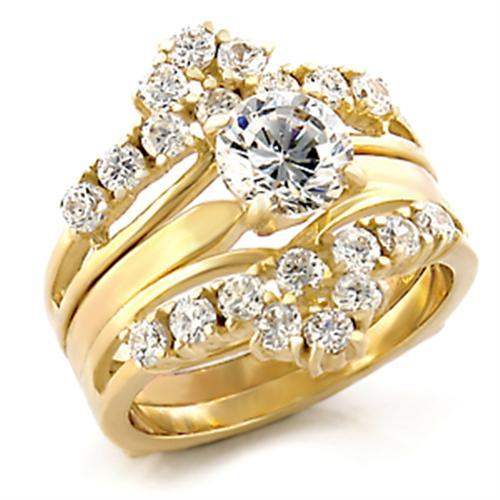 TK2948 - IP Gold(Ion Plating) Stainless Steel Ring with AAA Grade CZ in Clear - Alamode - Flyclothing LLC