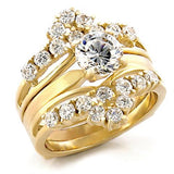 TK2948 - IP Gold(Ion Plating) Stainless Steel Ring with AAA Grade CZ  in Clear - Alamode