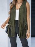 Fringe Open Front Vest Coat - Trendsi - Flyclothing LLC