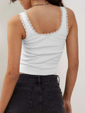 Lace Detail Square Neck Tank - Trendsi - Flyclothing LLC
