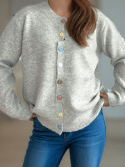 Button Down Long Sleeve Cardigan - Trendsi
