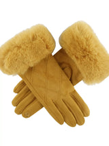 Fur Cuff Suede Gloves - Trendsi - Flyclothing LLC